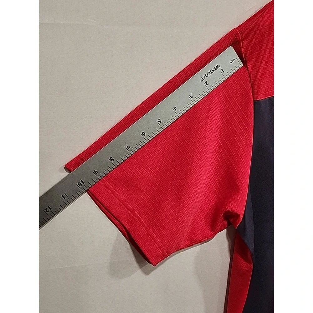 Adidas Climalite Golf Polo Mens L Red/Gray Short Sleeve, Collar,‎ Embroidered